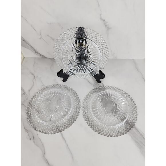 Fostoria Stratton Avon Salad Plates 8" Heavy America Lead Crystal Diamond Shaped - Picture 9 of 12